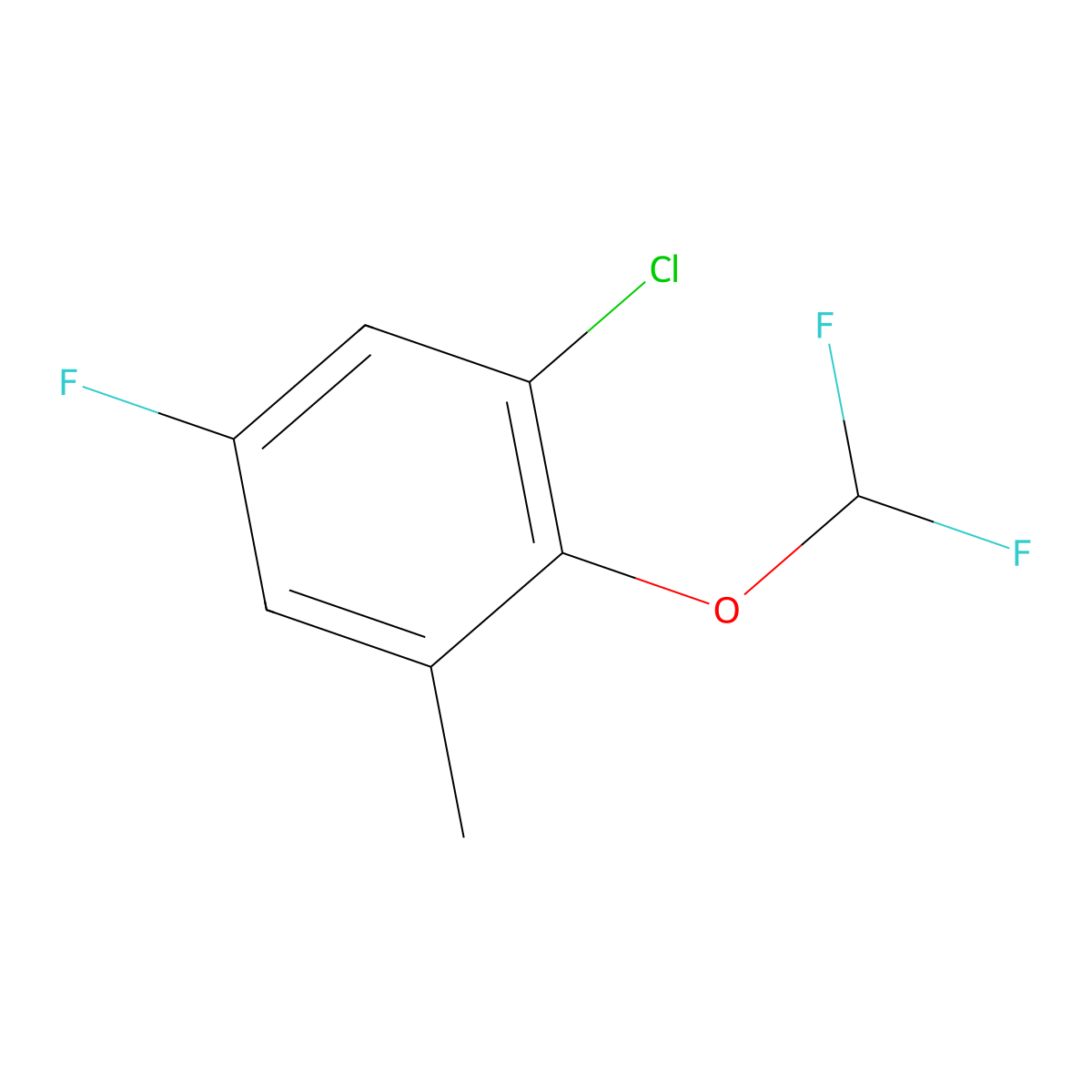 1-Chloro-2-(difluoromethoxy)-5-fluoro-3-methylbenzene molecular structure, CAS 1807240-85-2