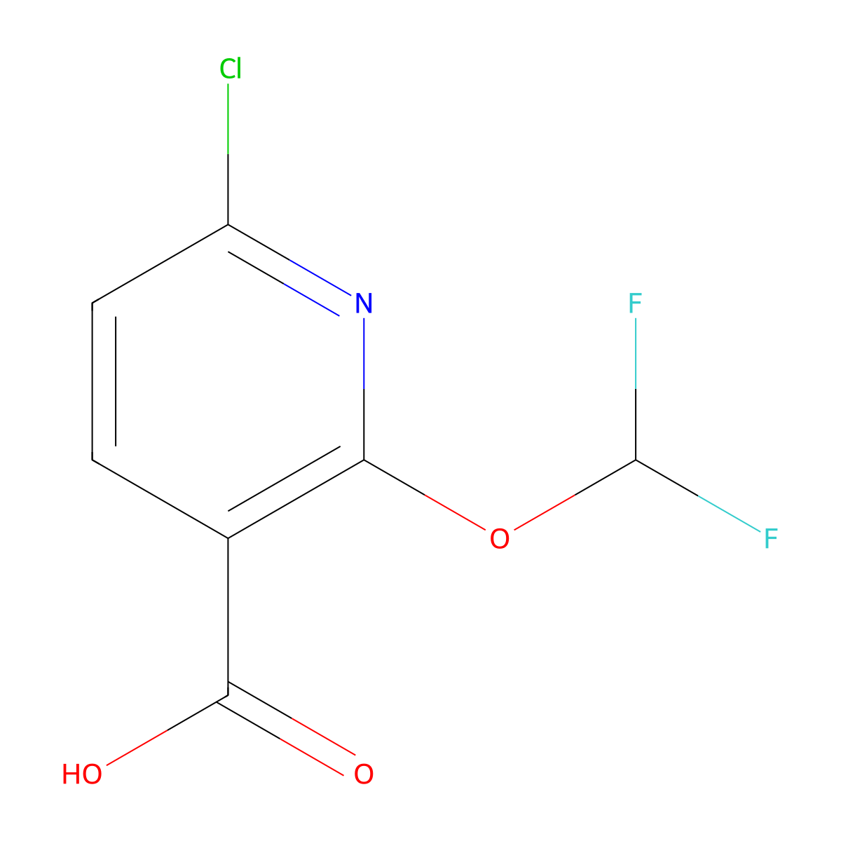 6-Chloro-2-(difluoromethoxy)nicotinic acid molecular structure, CAS 1807242-68-7