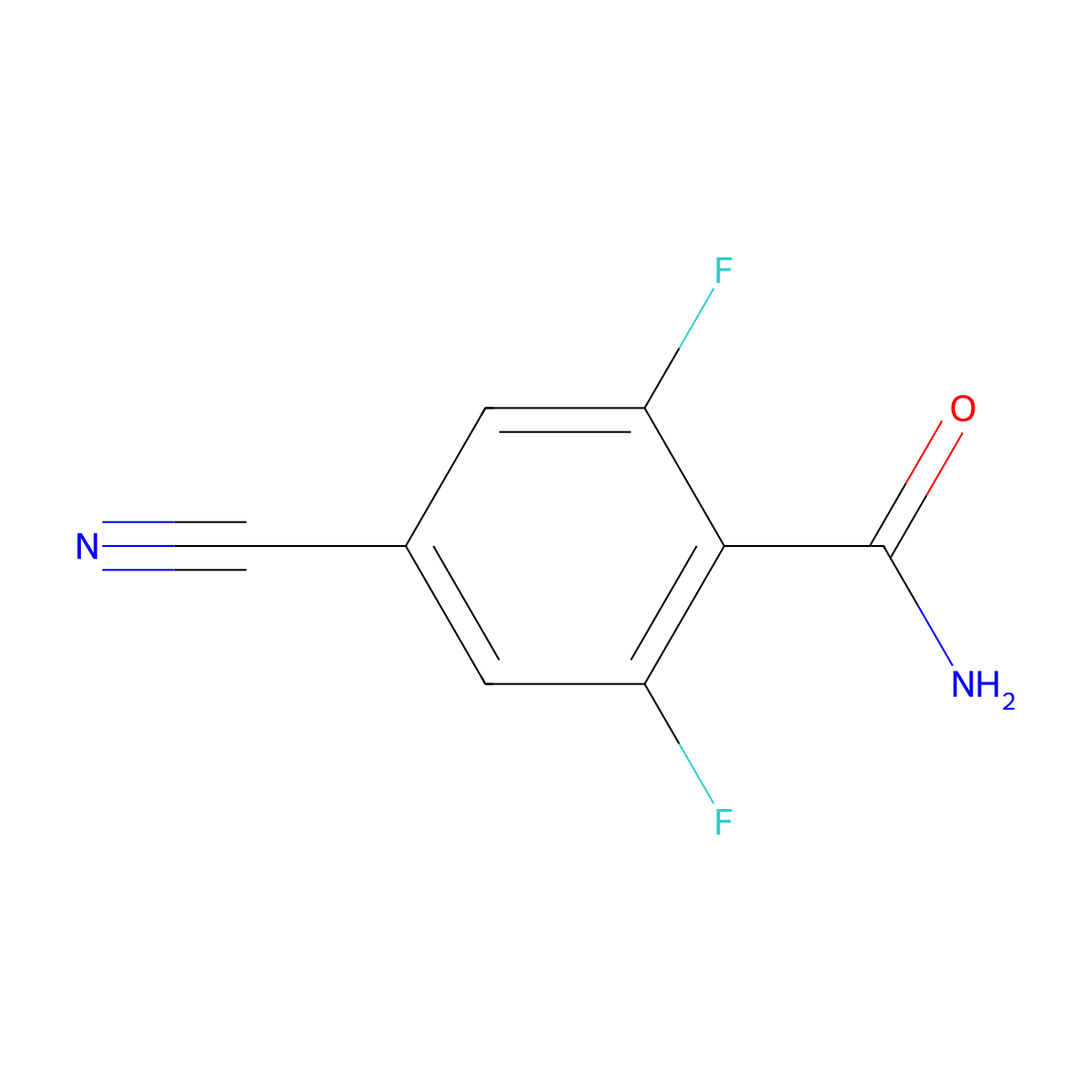 4-Cyano-2,6-difluorobenzamide molecular structure, CAS 1807243-79-3