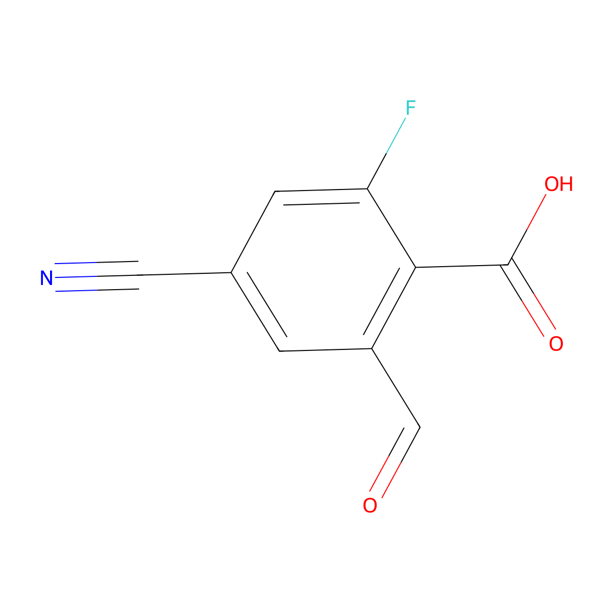 4-Cyano-2-fluoro-6-formylbenzoic acid molecular structure, CAS 1807246-32-7