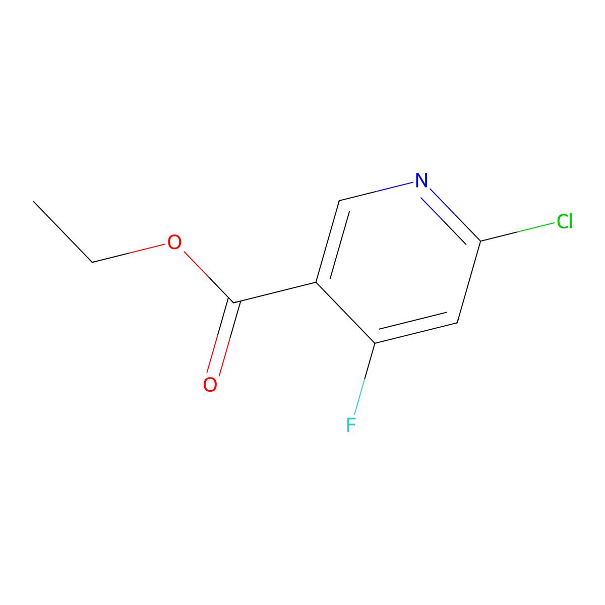 Ethyl 6-chloro-4-fluoro-3-pyridinecarboxylate molecular structure, CAS 1807247-60-4