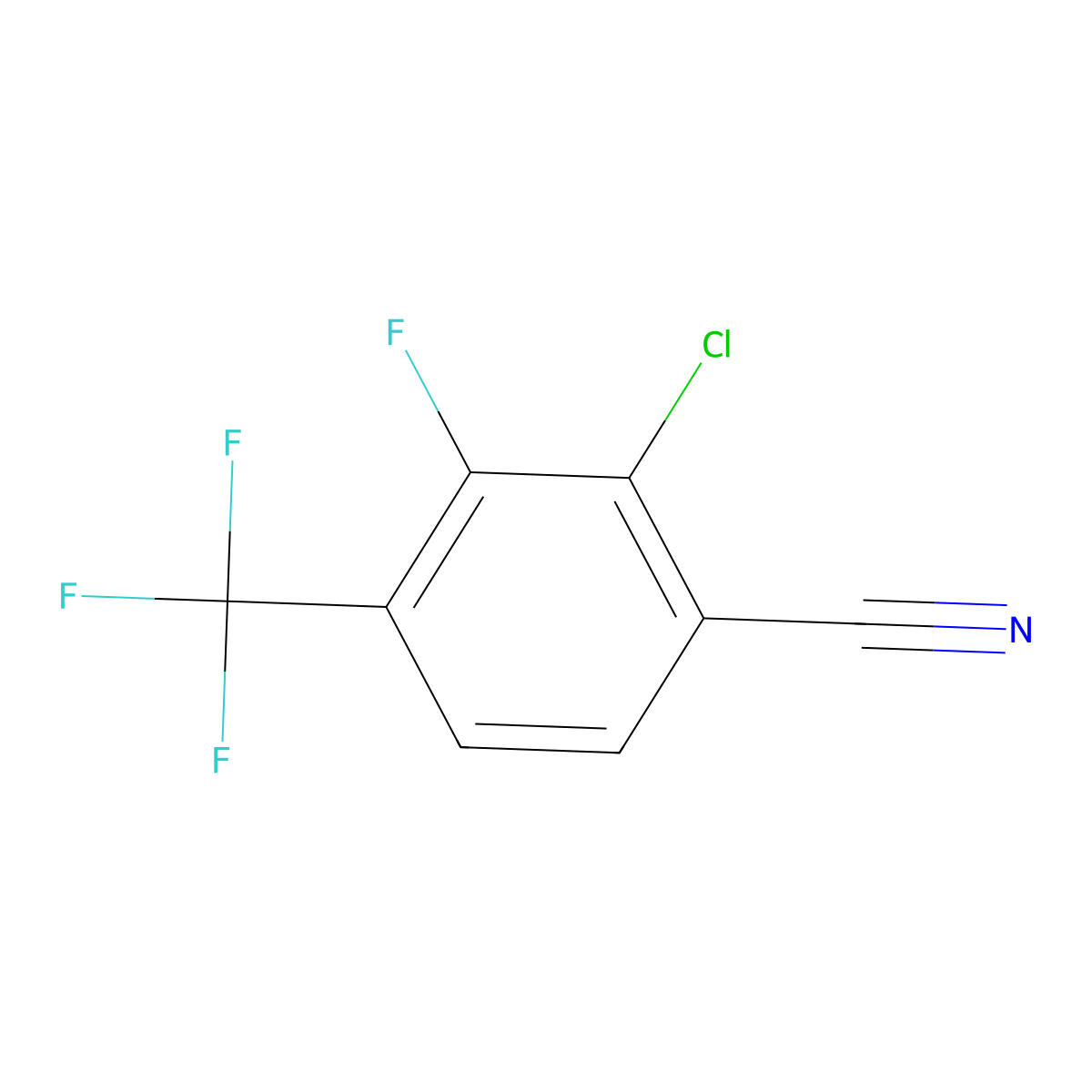 2-Chloro-3-fluoro-4-(trifluoromethyl)benzonitrile molecular structure, CAS 1807248-42-5