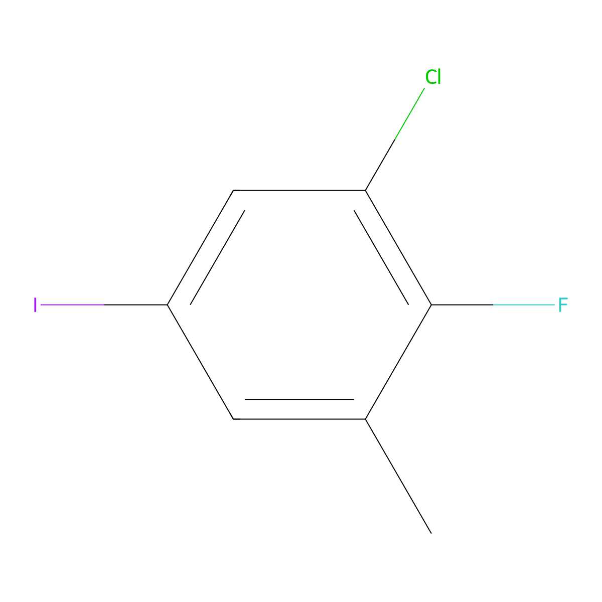 1-Chloro-2-fluoro-5-iodo-3-methylbenzene molecular structure, CAS 1807258-69-0