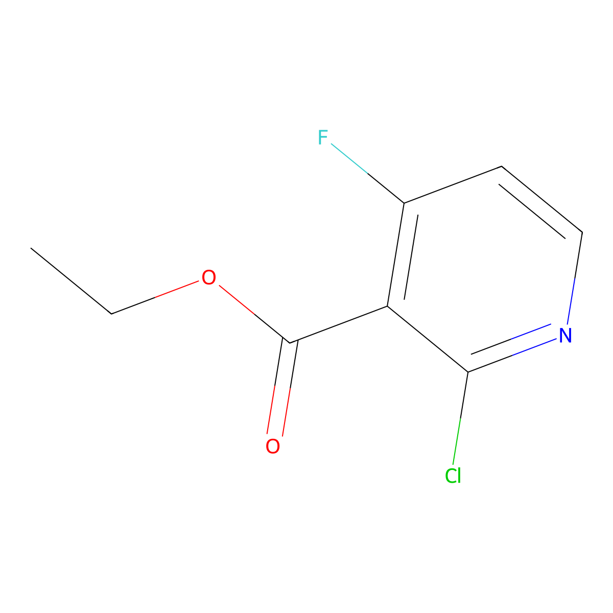 Ethyl 2-chloro-4-fluoronicotinate molecular structure, CAS 1807259-57-9