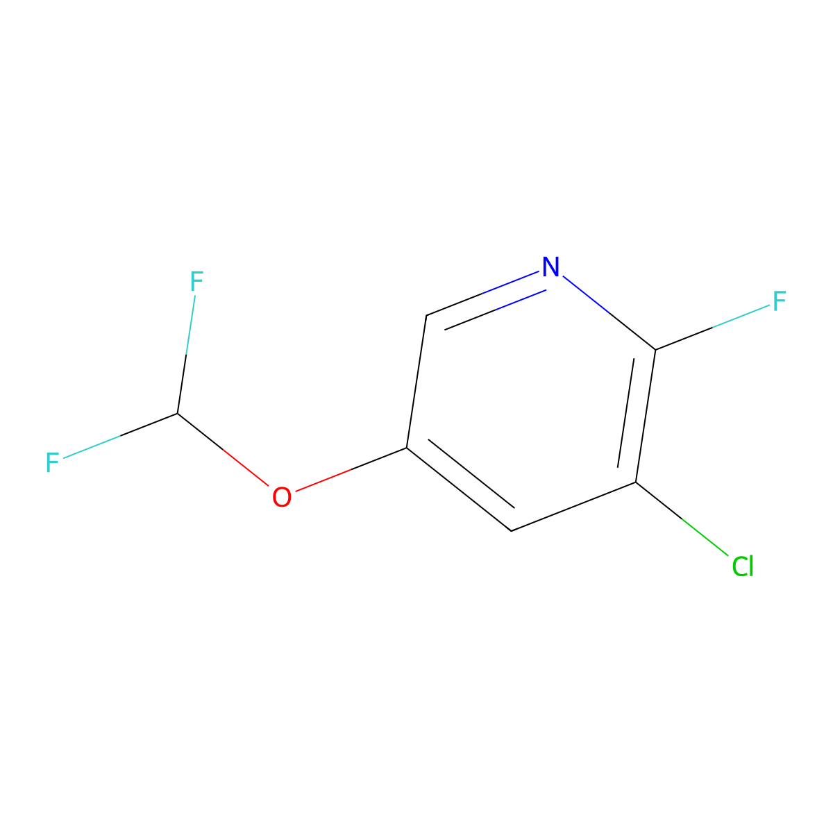 3-Chloro-5-(difluoromethoxy)-2-fluoropyridine molecular structure, CAS 1807261-50-2