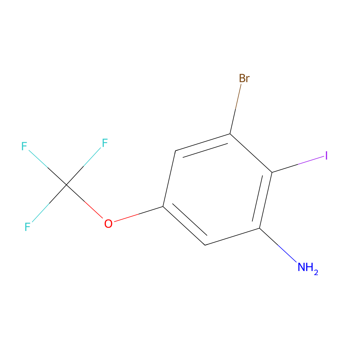 3-Bromo-2-iodo-5-(trifluoromethoxy)aniline molecular structure, CAS 1807261-59-1