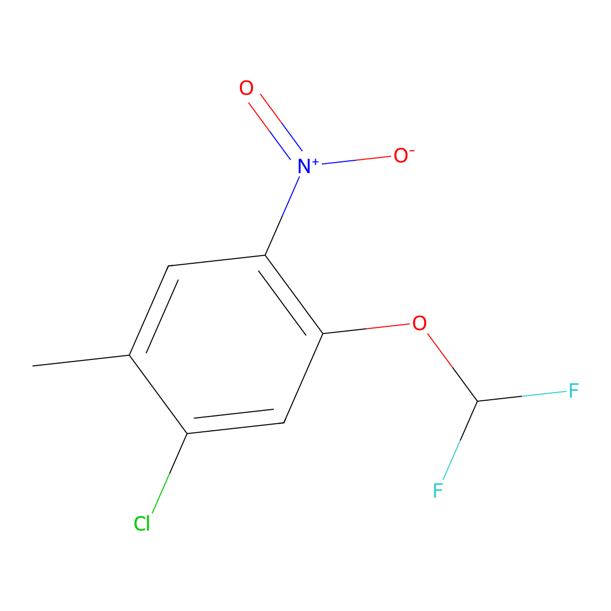 1-Chloro-5-(difluoromethoxy)-2-methyl-4-nitrobenzene molecular structure, CAS 1807265-92-4