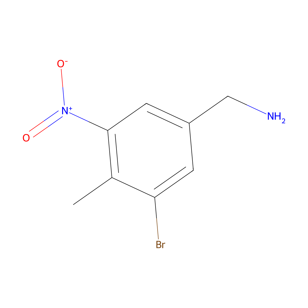 1-(3-Bromo-4-methyl-5-nitrophenyl)methanamine molecular structure, CAS 1807266-13-2