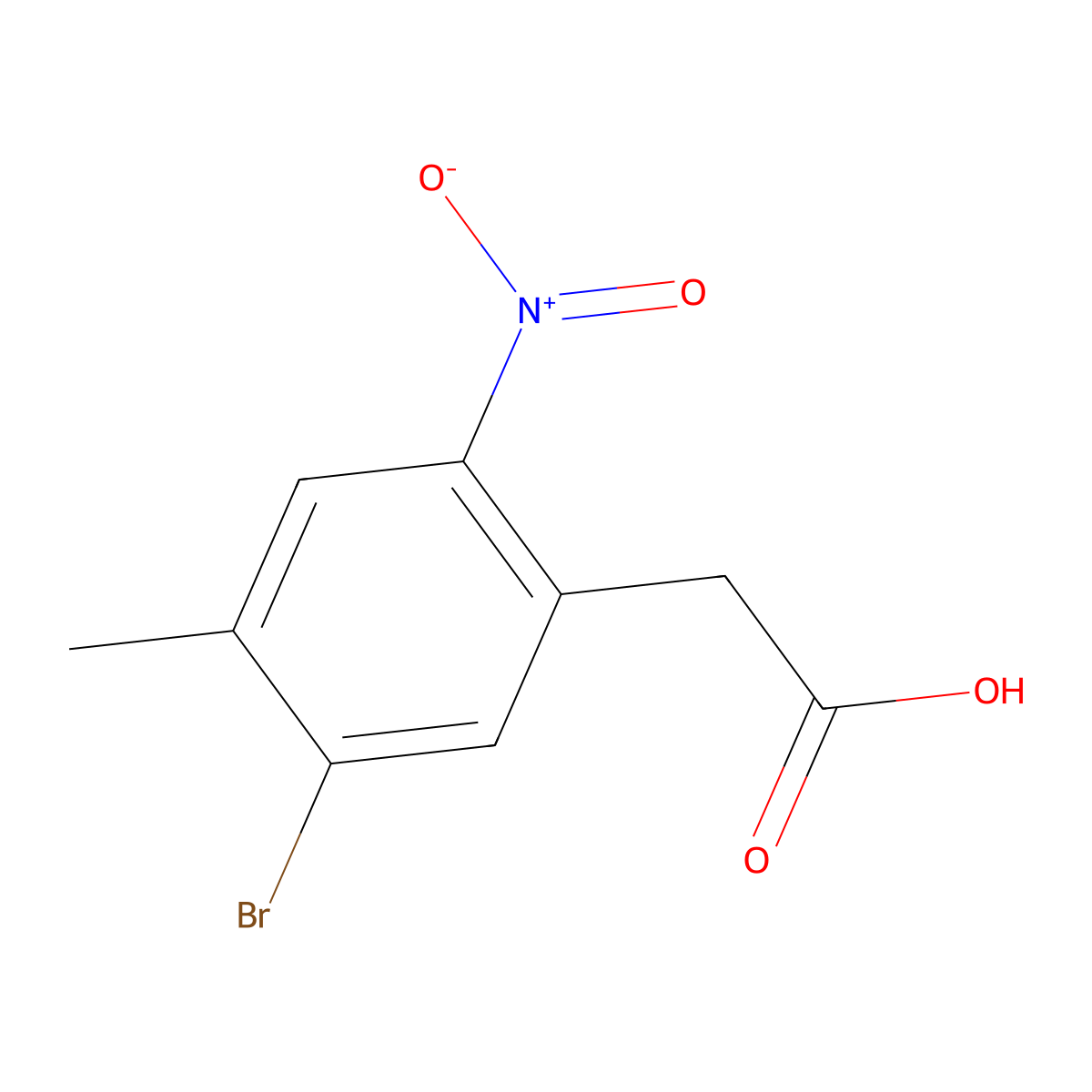 (5-Bromo-4-methyl-2-nitrophenyl)acetic acid molecular structure, CAS 1807266-69-8