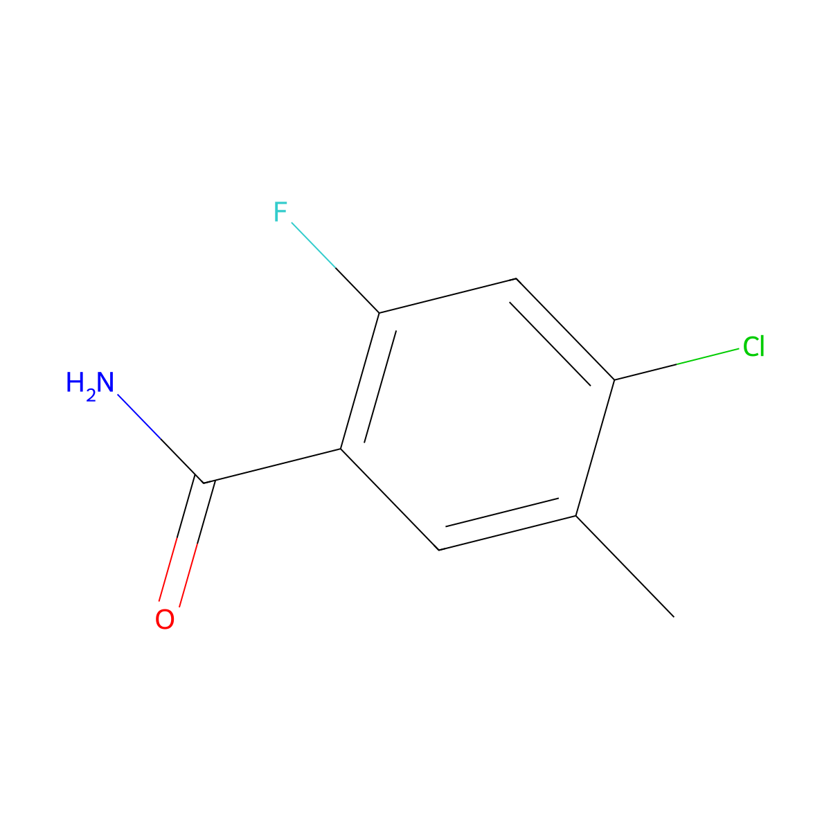 4-Chloro-2-fluoro-5-methylbenzamide molecular structure, CAS 1807267-72-6