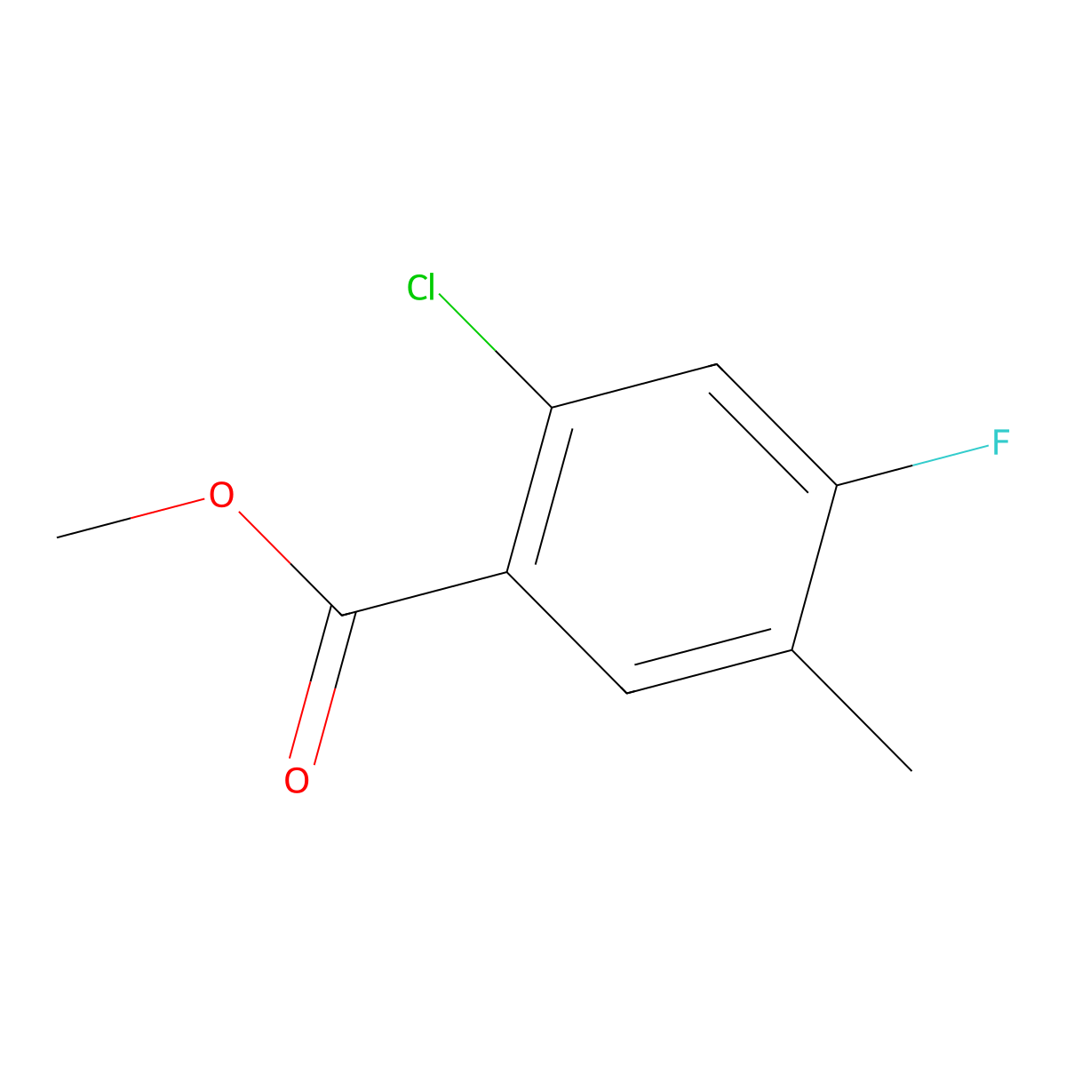 2-Chloro-4-fluoro-5-methyl-benzoic acid methyl ester molecular structure, CAS 1807267-94-2