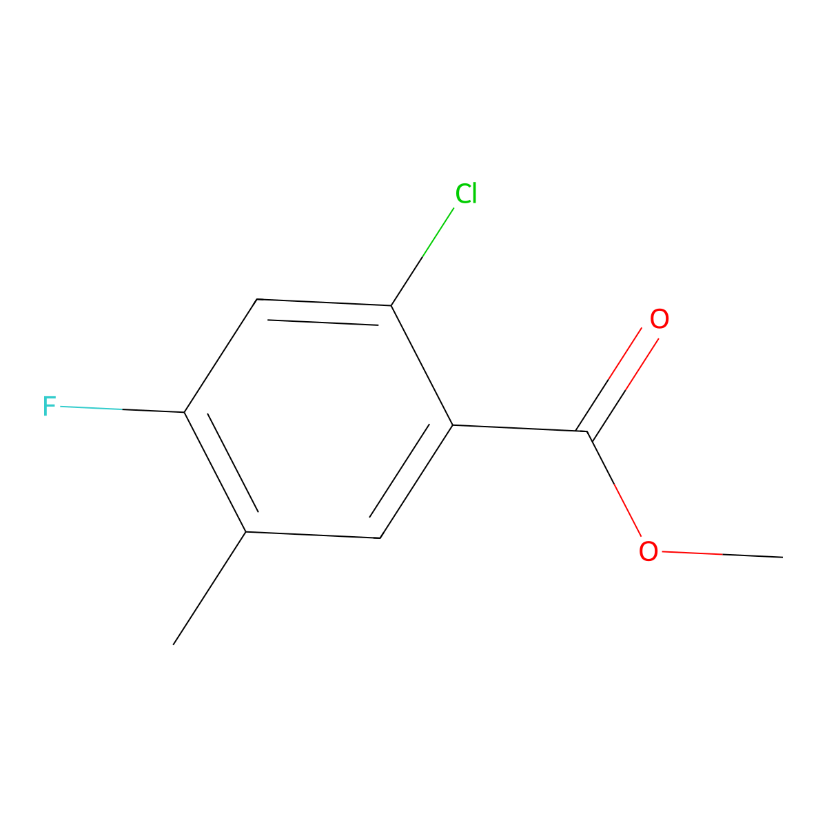 2-Chloro-4-fluoro-5-methyl-benzoic acid methyl ester molecular structure, CAS 1807267-94-2
