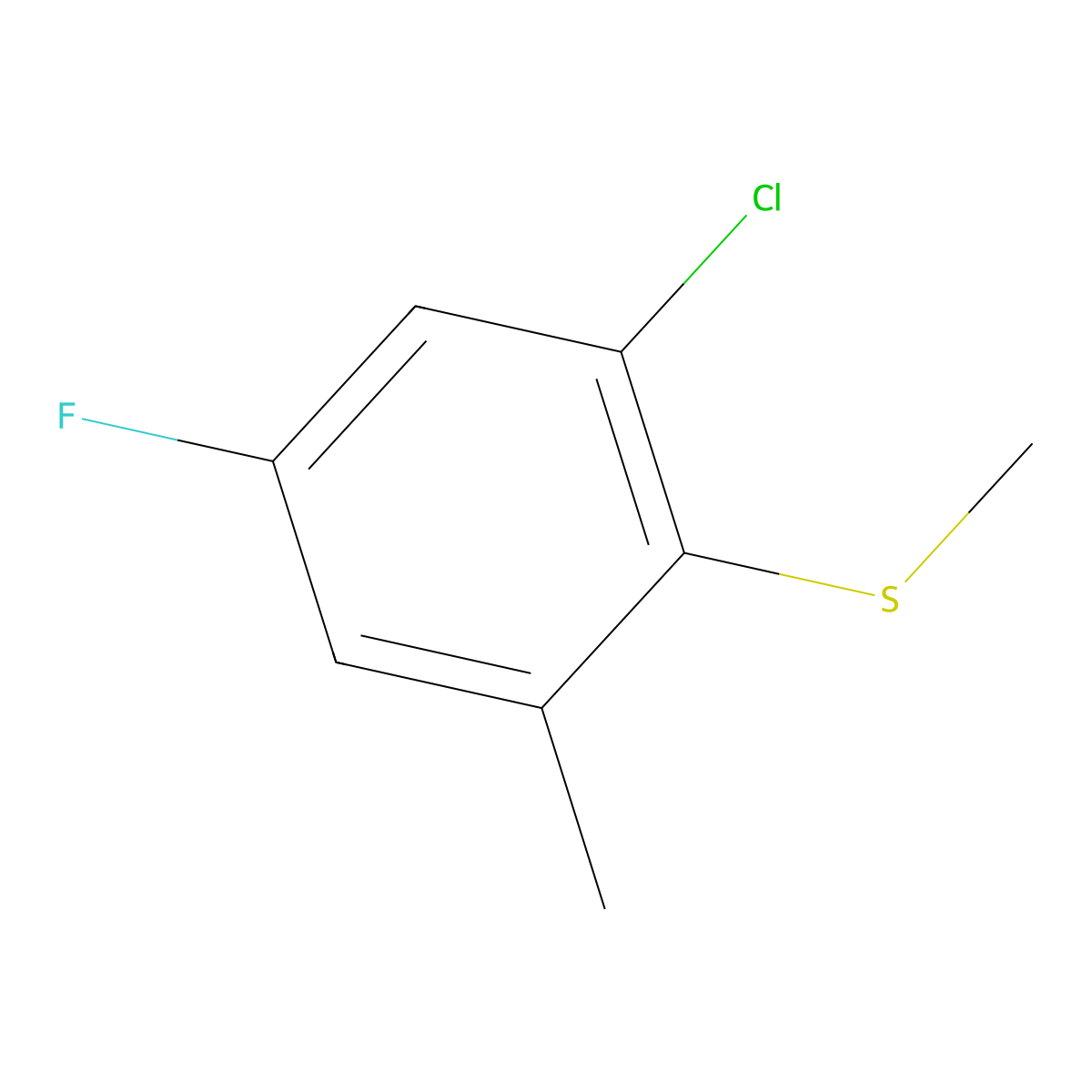 (2-Chloro-4-fluoro-6-methylphenyl)(methyl)sulfane molecular structure, CAS 1807268-50-3