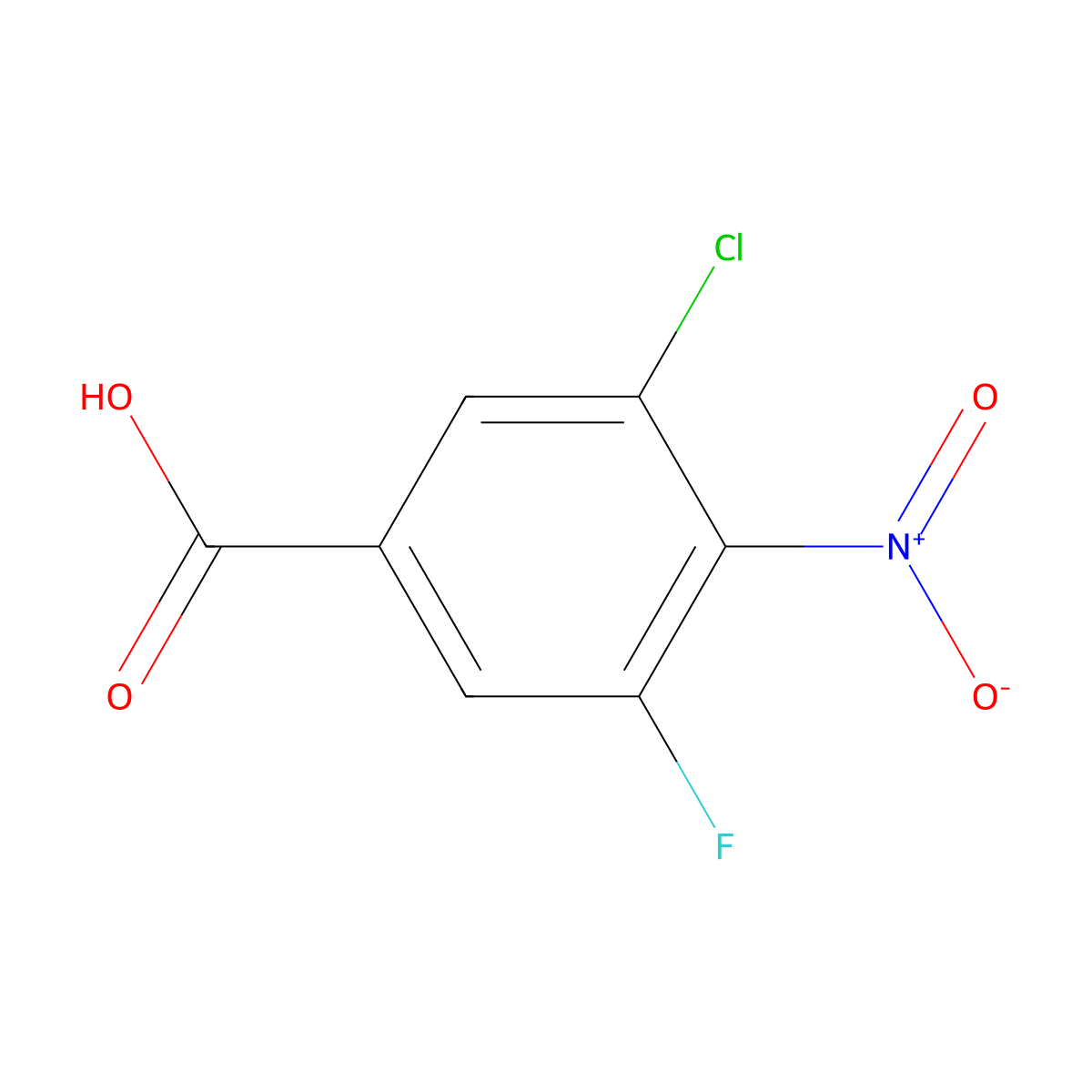 3-Chloro-5-fluoro-4-nitrobenzoic acid molecular structure, CAS 1807268-69-4
