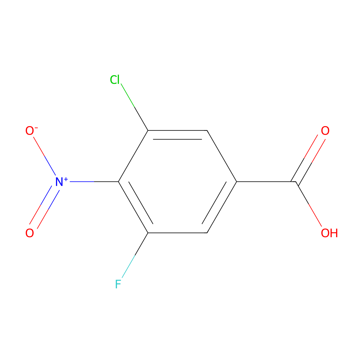 3-Chloro-5-fluoro-4-nitrobenzoic acid molecular structure, CAS 1807268-69-4