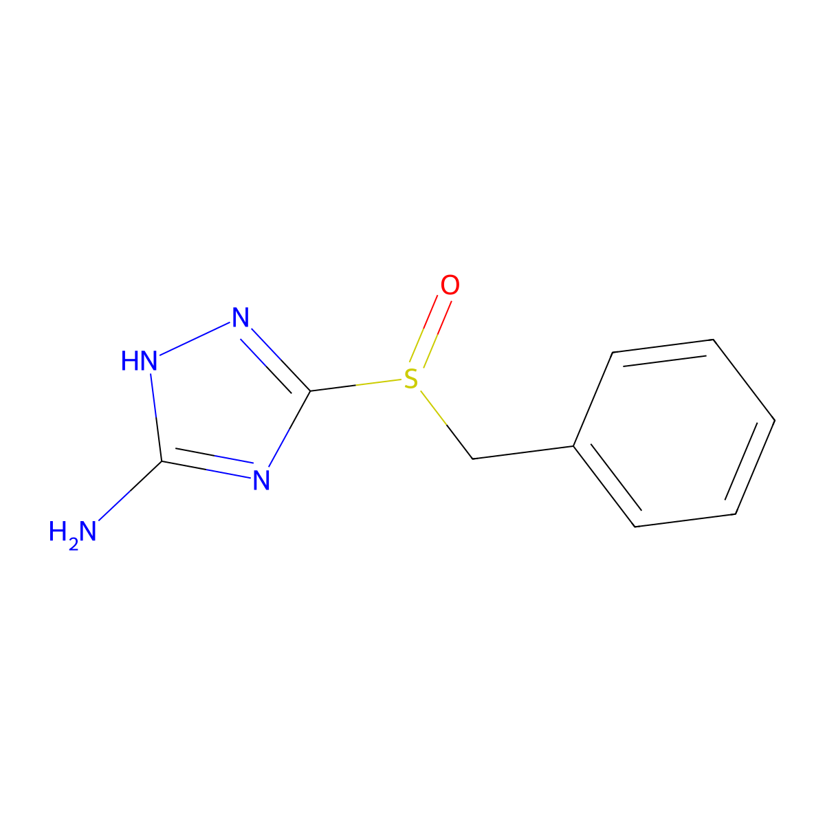 3-(benzylsulfinyl)-1H-1,2,4-triazol-5-amine molecular structure, CAS 180727-22-4