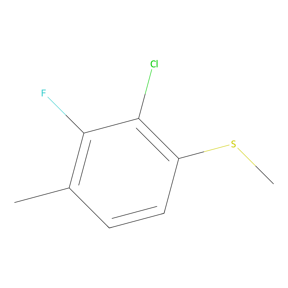 (2-Chloro-3-fluoro-4-methylphenyl)(methyl)sulfane molecular structure, CAS 1807272-00-9