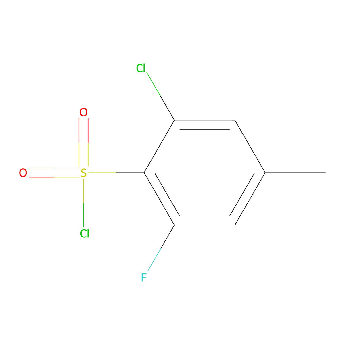 2-Chloro-6-fluoro-4-methylbenzene-1-sulfonyl chloride molecular structure, CAS 1807276-70-5
