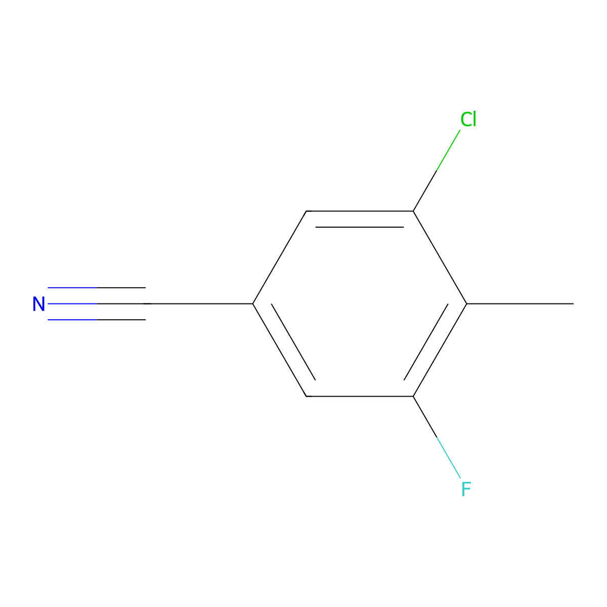 3-Chloro-5-fluoro-4-methylbenzonitrile molecular structure, CAS 1807276-86-3