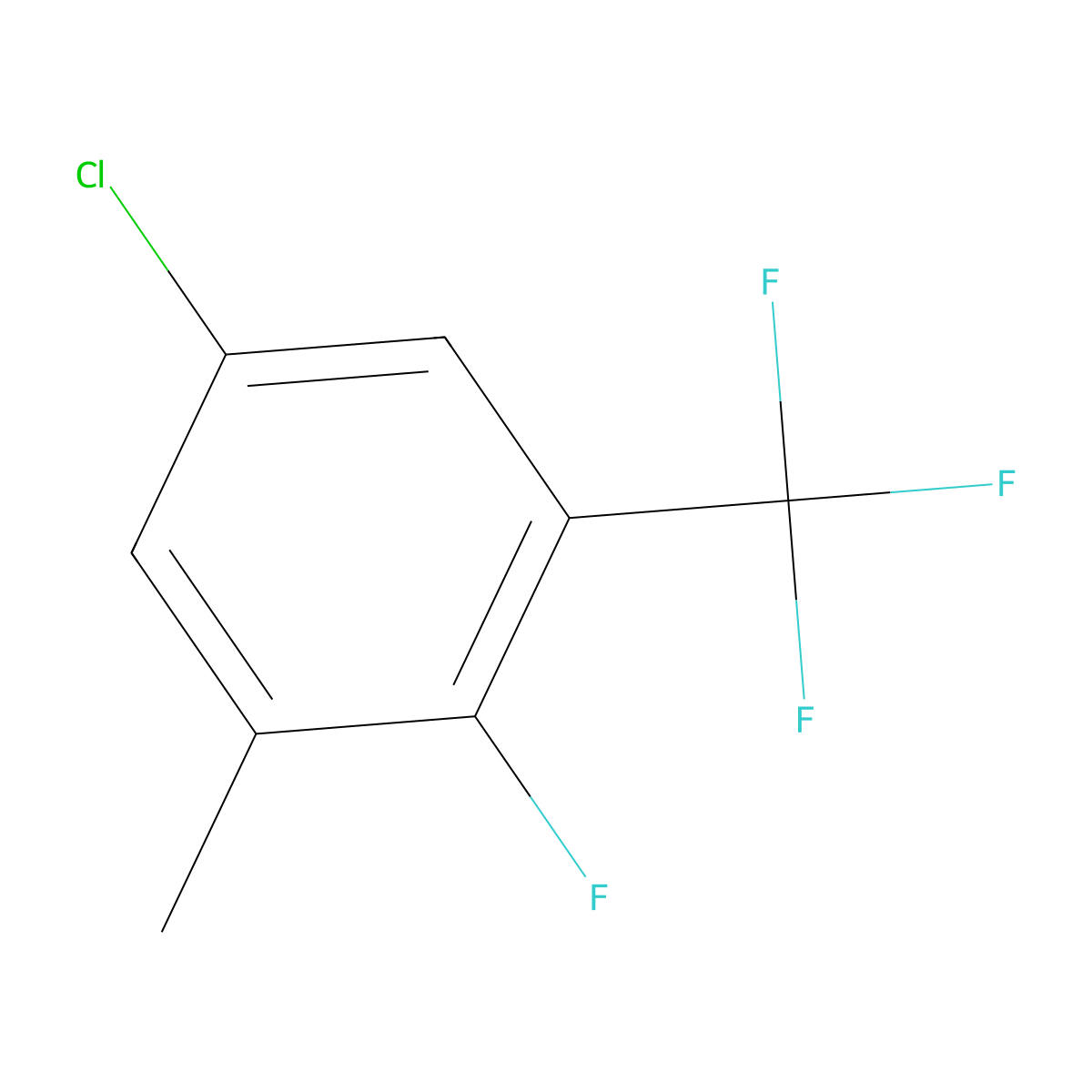 5-Chloro-2-fluoro-1-methyl-3-(trifluoromethyl)benzene molecular structure, CAS 1807276-94-3