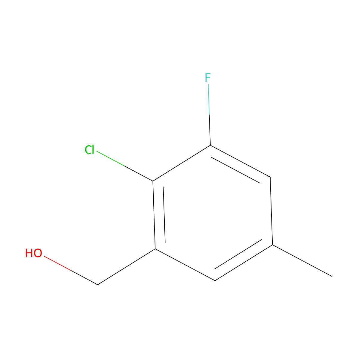 2-Chloro-3-fluoro-5-methylbenzyl alcohol molecular structure, CAS 1807276-98-7