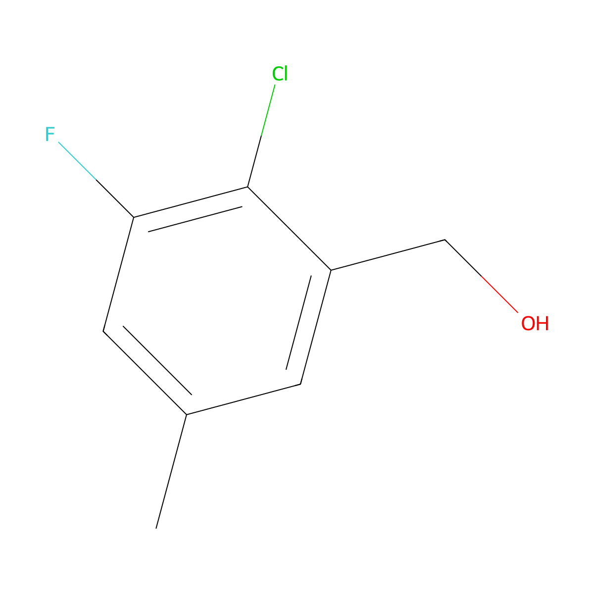 2-Chloro-3-fluoro-5-methylbenzyl alcohol molecular structure, CAS 1807276-98-7