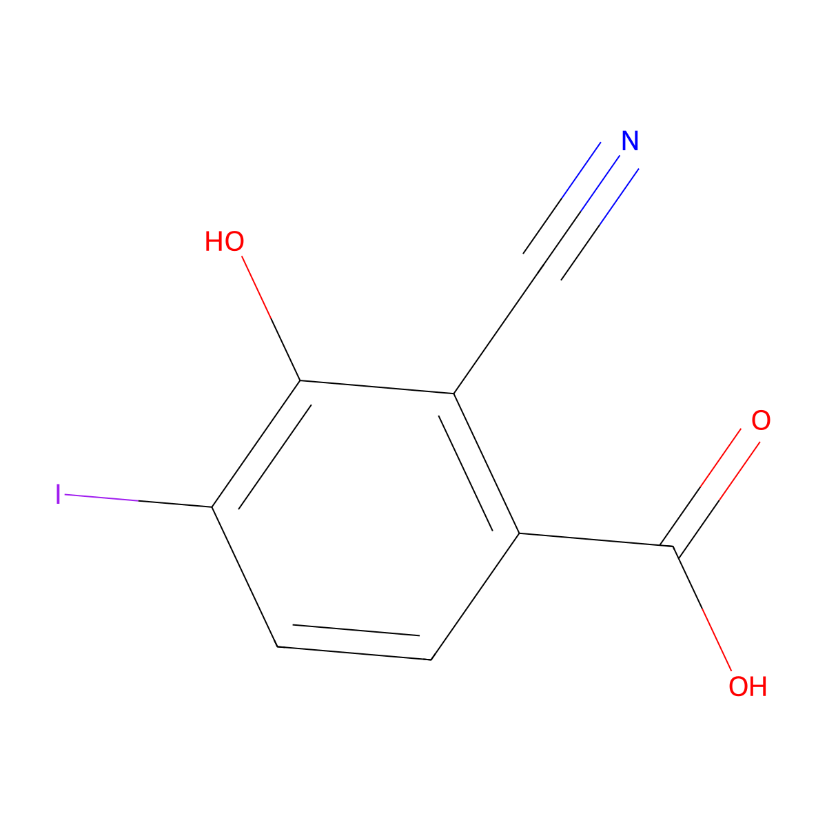 2-Cyano-3-hydroxy-4-iodobenzoic acid molecular structure, CAS 1807279-50-0