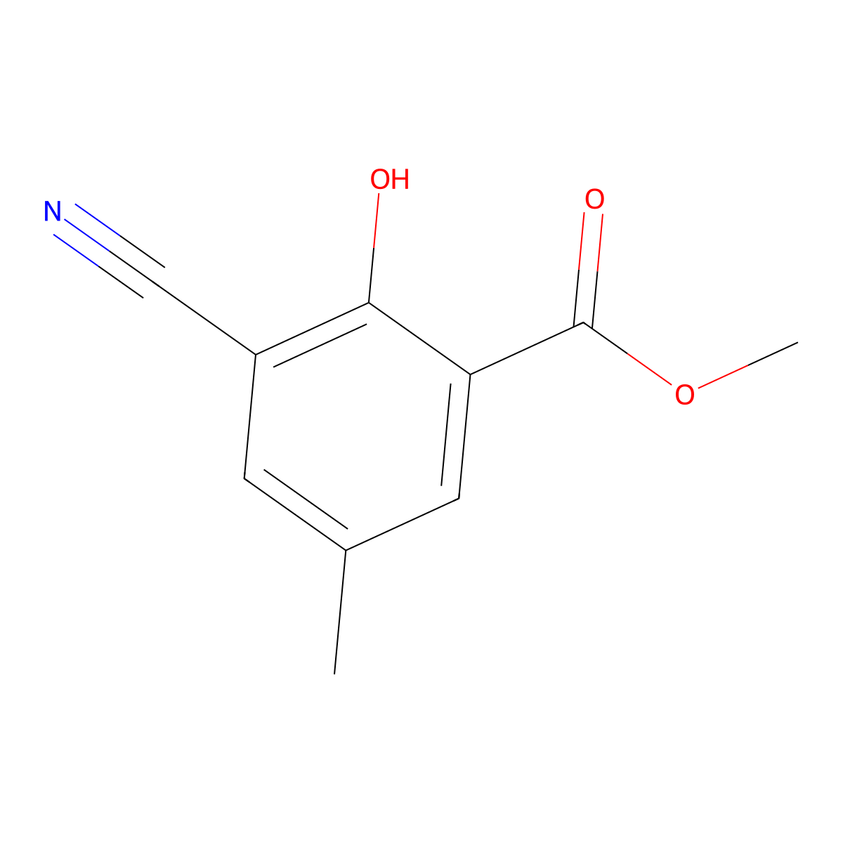 Methyl 3-cyano-2-hydroxy-5-methylbenzoate molecular structure, CAS 1807292-86-9