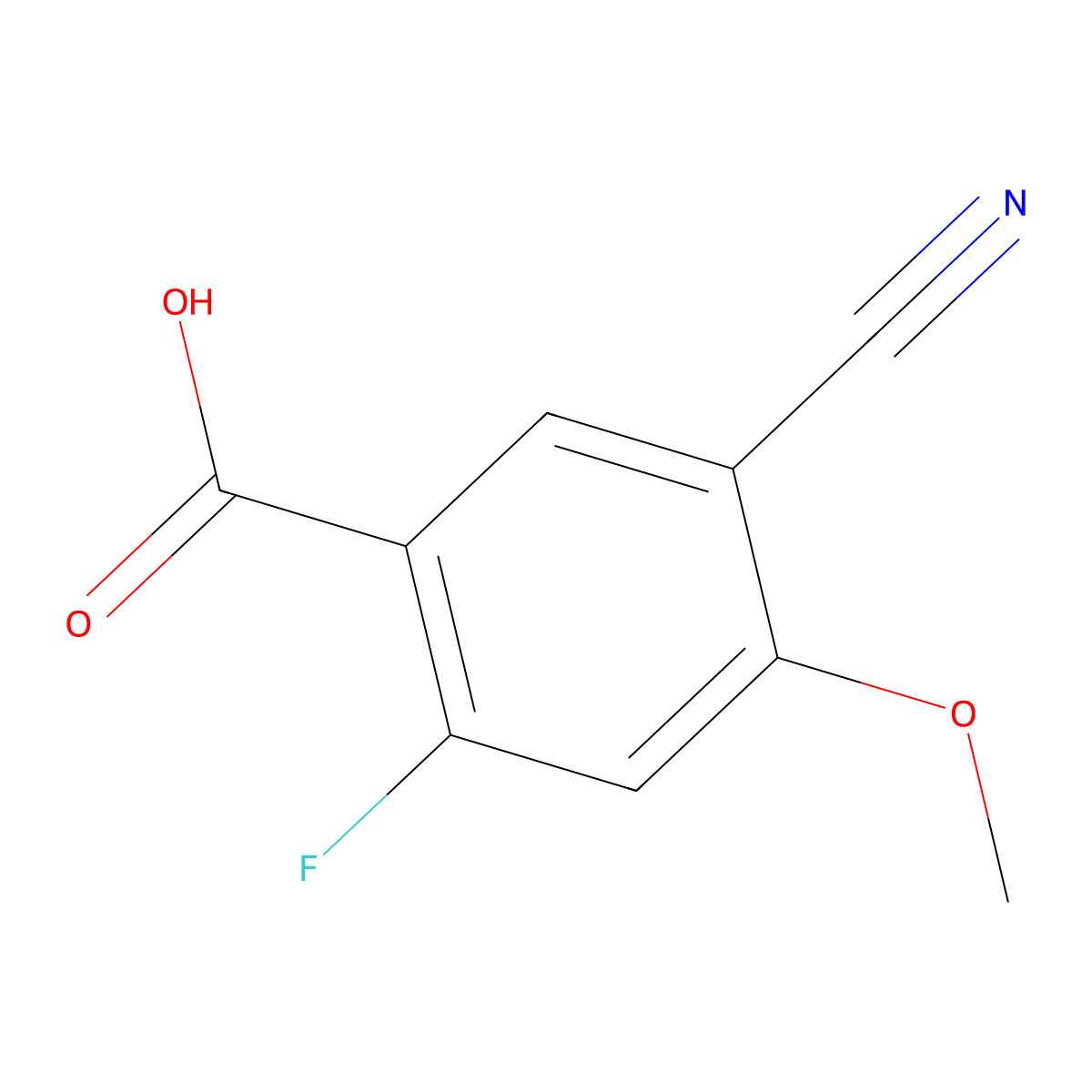 5-Cyano-2-fluoro-4-methoxybenzoic acid molecular structure, CAS 1807295-36-8