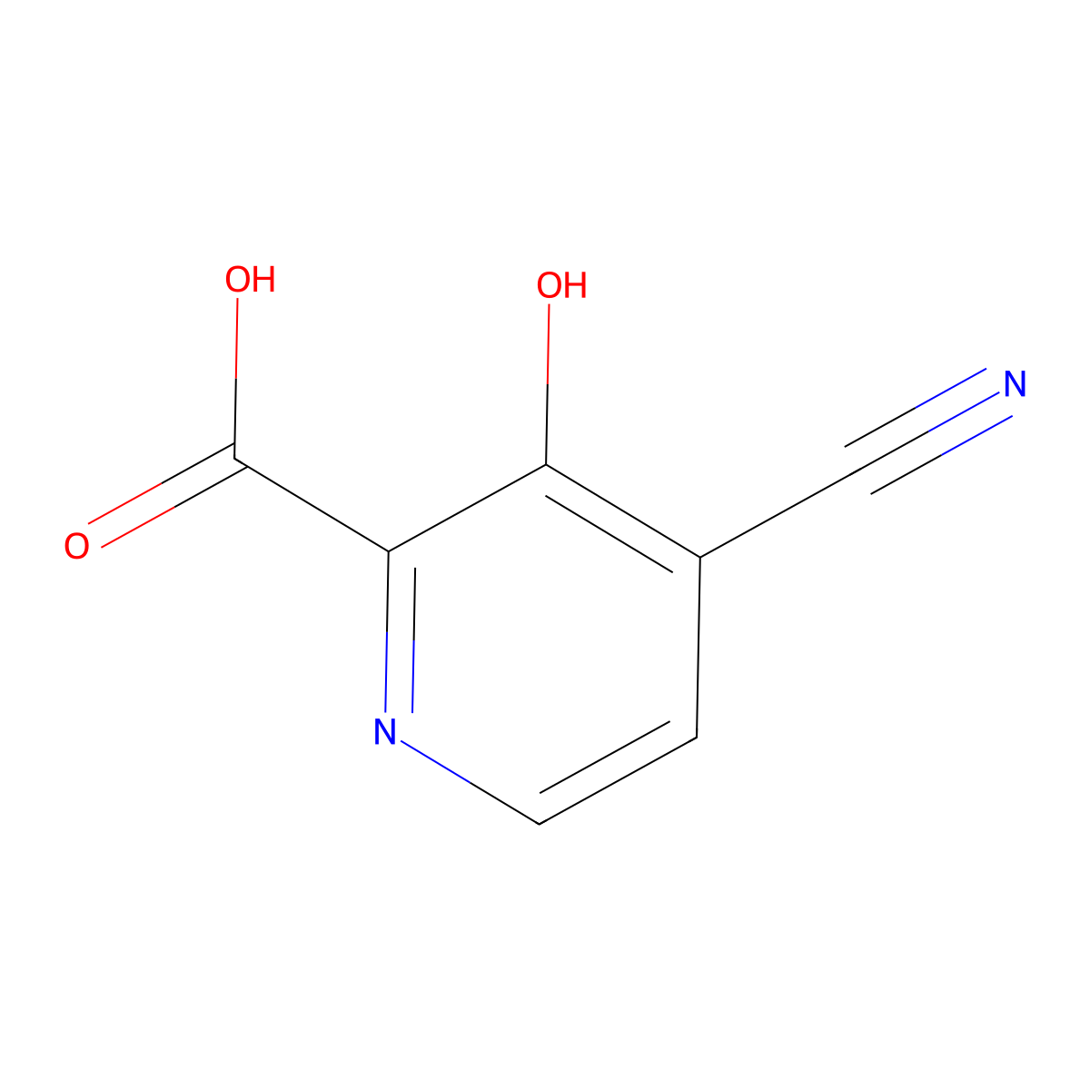 4-Cyano-3-hydroxypyridine-2-carboxylic acid molecular structure, CAS 1807297-57-9