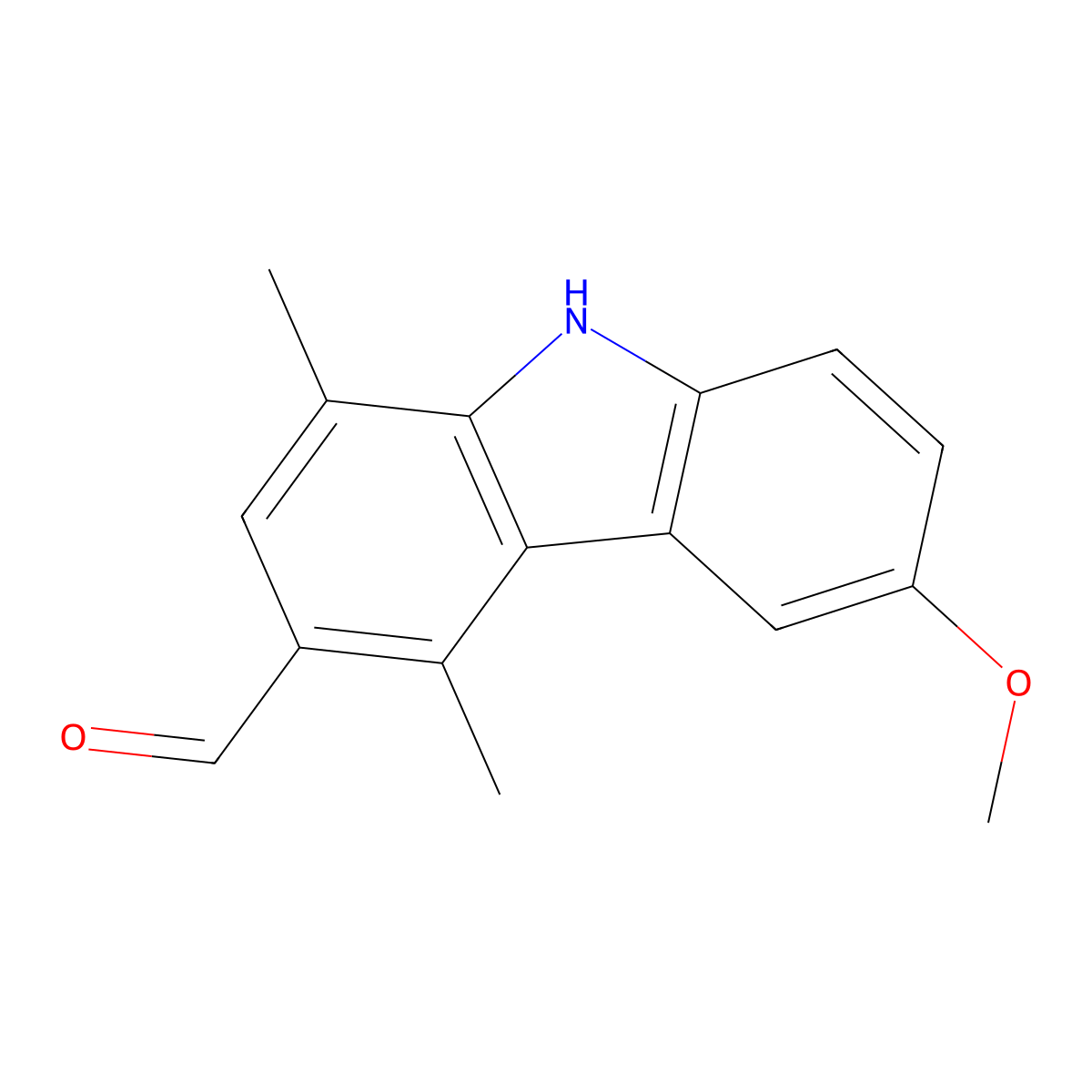 6-Methoxy-1,4-dimethyl-9H-carbazole-3-carbaldehyde molecular structure, CAS 18073-15-9