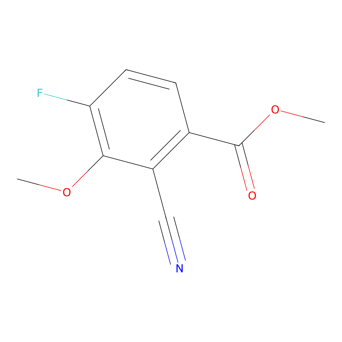 Methyl 2-cyano-4-fluoro-3-methoxybenzoate molecular structure, CAS 1807305-41-4