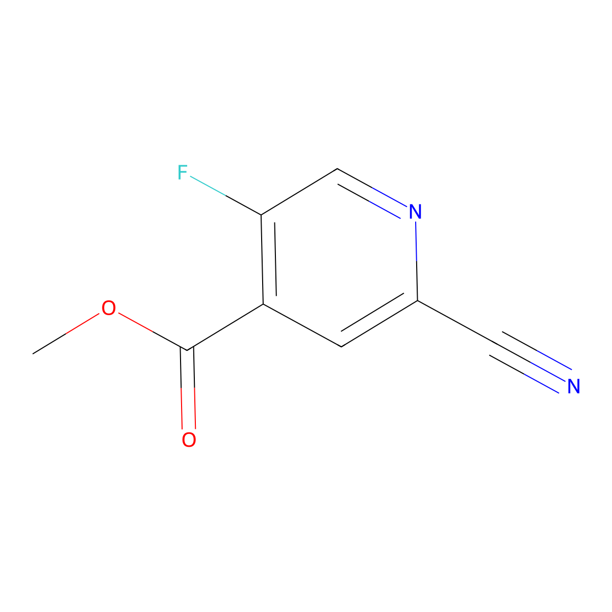 Methyl 2-cyano-5-fluoropyridine-4-carboxylate molecular structure, CAS 1807310-34-4