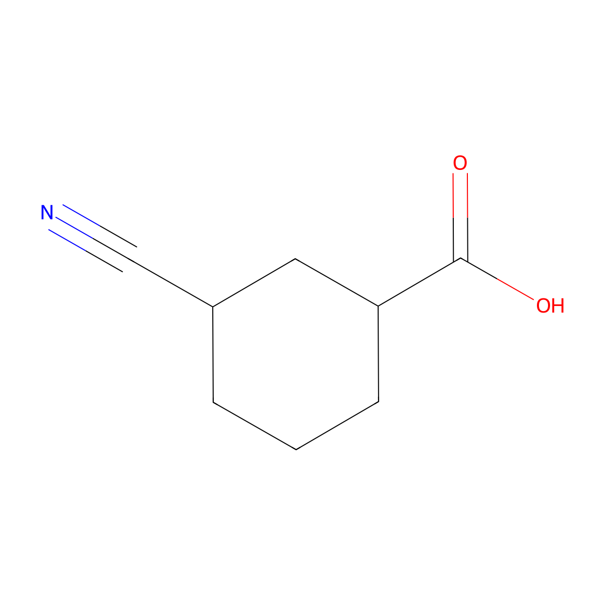 rac-(1R,3S)-3-cyanocyclohexane-1-carboxylic acid molecular structure, CAS 1807339-56-5