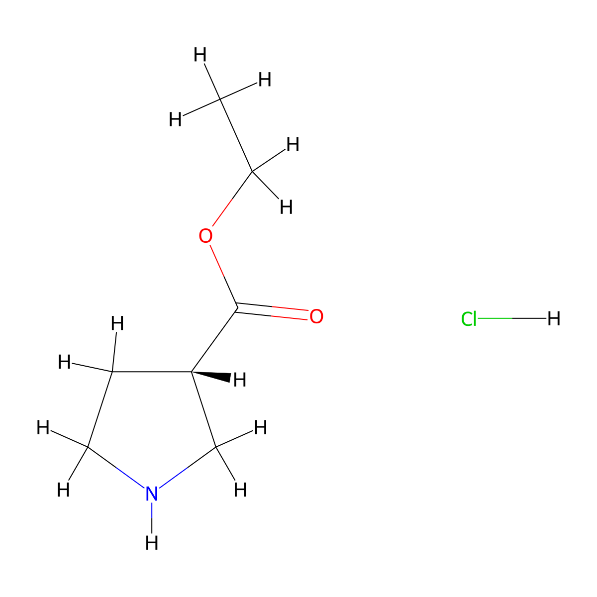 (S)-ethyl pyrrolidine-3-carboxylate hydrochloride molecular structure, CAS 1807350-91-9
