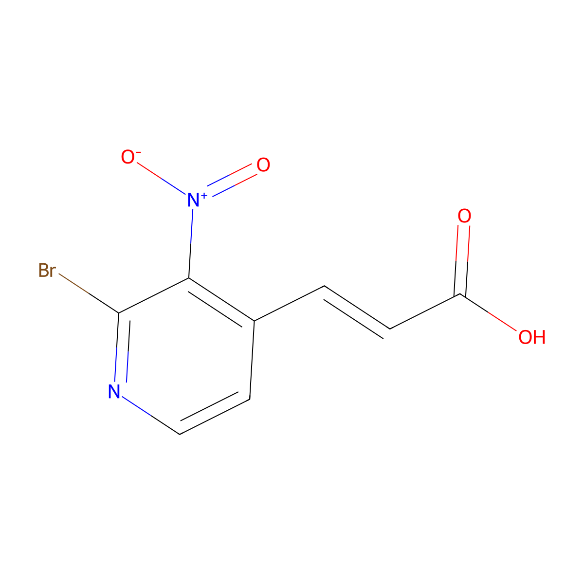 2-Bromo-3-nitropyridine-4-acrylic acid molecular structure, CAS 1807394-04-2