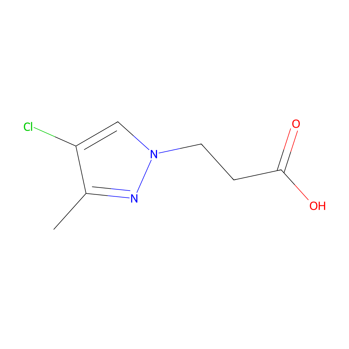 4-Chloro-3-methyl-1H-pyrazole-1-propanoic acid molecular structure, CAS 180741-32-6