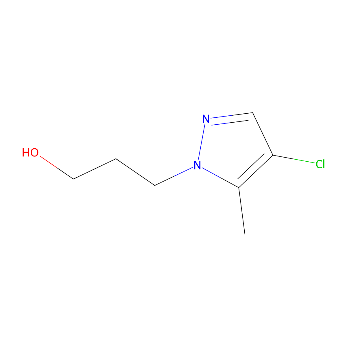 3-(4-chloro-5-methyl-1H-pyrazol-1-yl)propan-1-ol molecular structure, CAS 180741-40-6