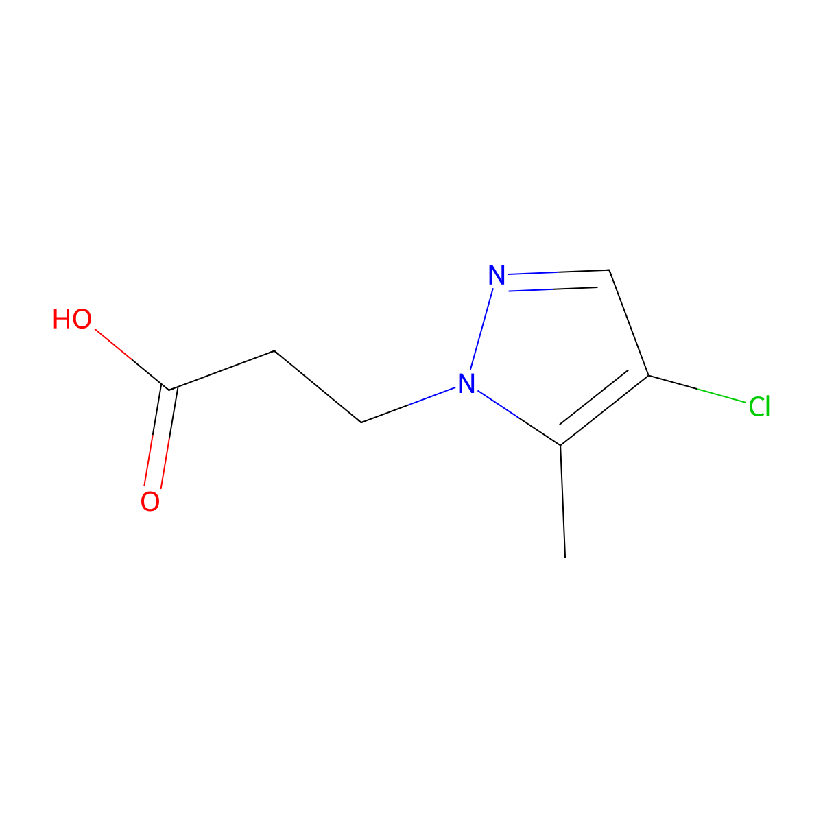 4-Chloro-5-methyl-1H-pyrazole-1-propanoic acid molecular structure, CAS 180741-47-3