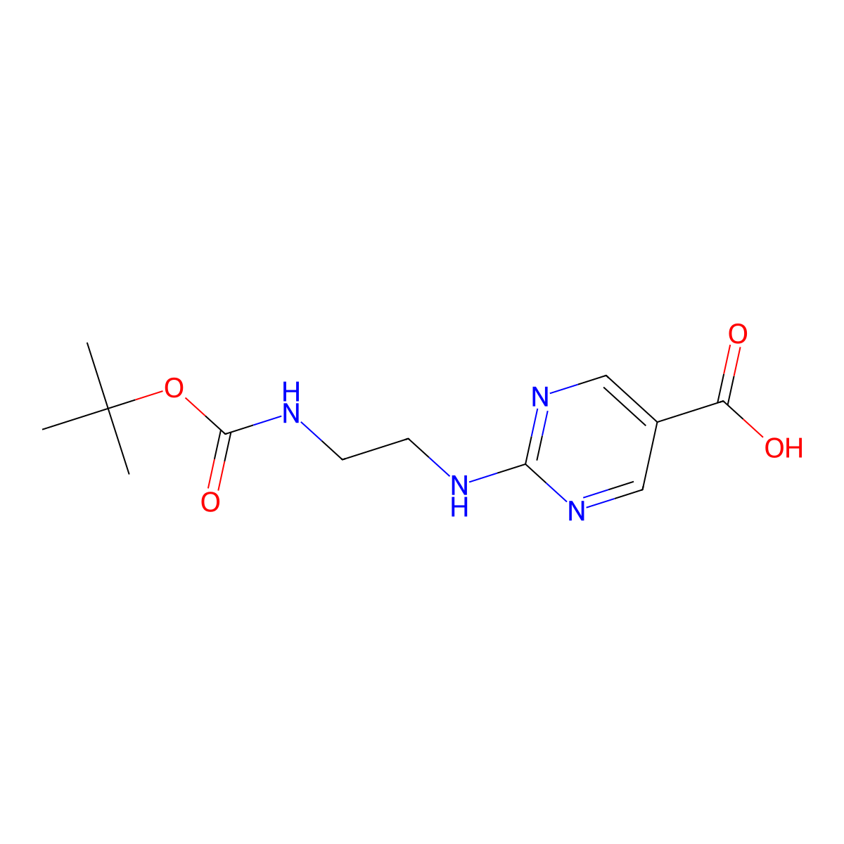 2-[(2-{[(Tert-butoxy)carbonyl]amino}ethyl)amino]pyrimidine-5-carboxylic acid molecular structure, CAS 1807447-31-9