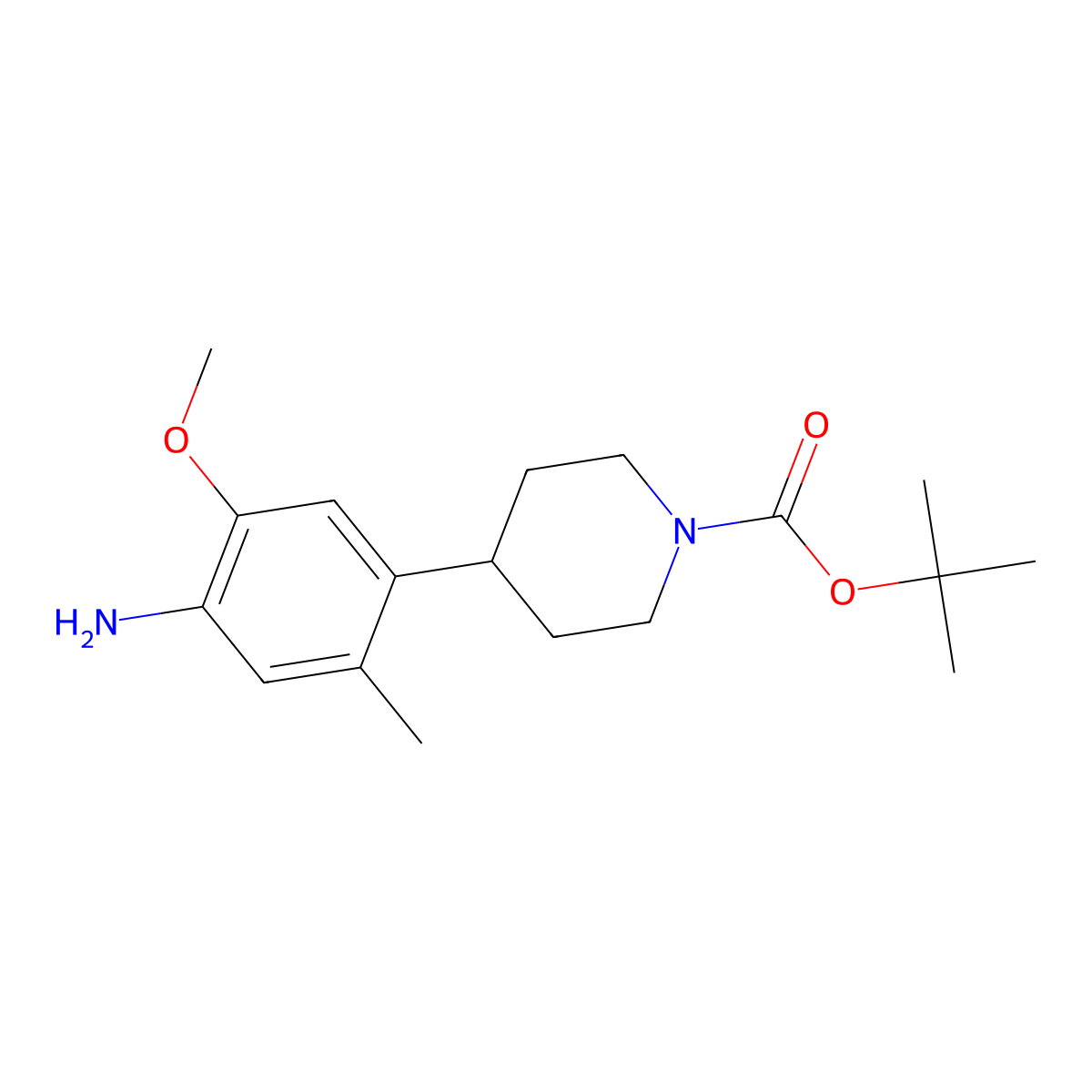 Tert-butyl 4-(4-amino-5-methoxy-2-methylphenyl)piperidine-1-carboxylate molecular structure, CAS 1807448-54-9