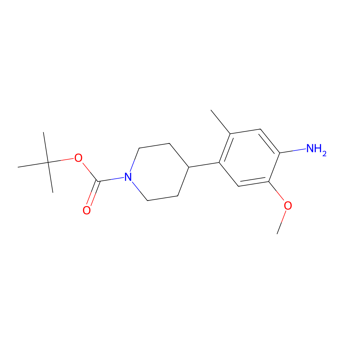 Tert-butyl 4-(4-amino-5-methoxy-2-methylphenyl)piperidine-1-carboxylate molecular structure, CAS 1807448-54-9