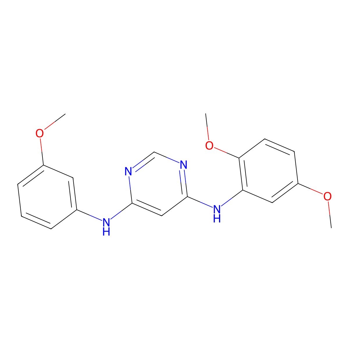 N4-(2,5-Dimethoxyphenyl)-N6-(3-methoxyphenyl)pyrimidine-4,6-diamine molecular structure, CAS 1807453-44-6