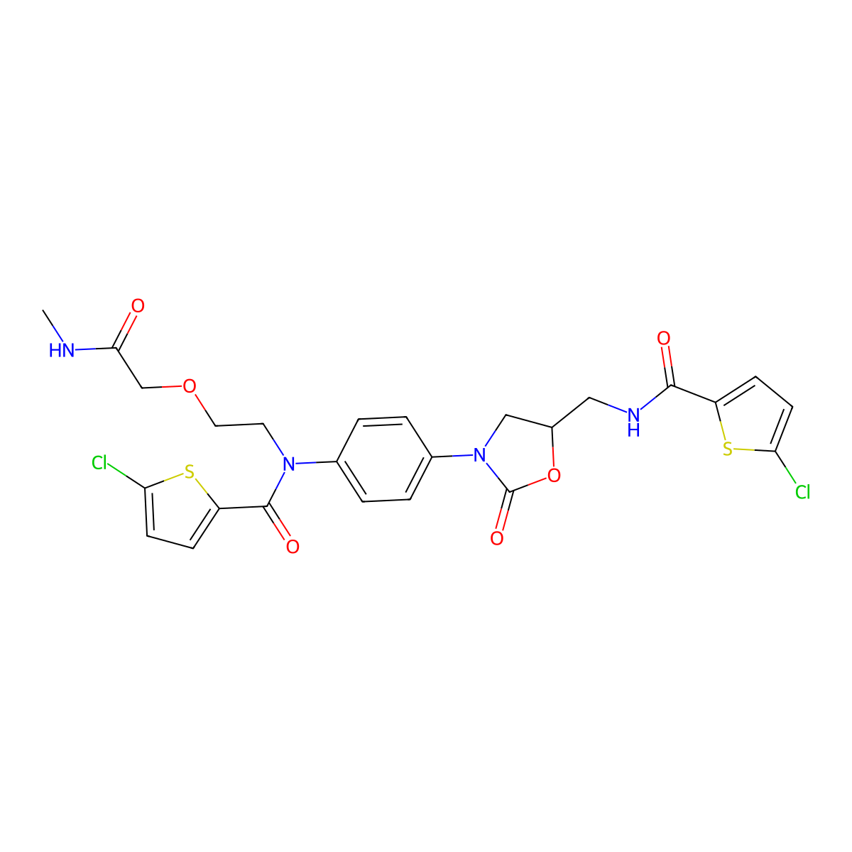4'-Desmorpholino 4'-[N-(5-chloro-2-carboxy-thienyl)N-(5-Carboxy-3-oxa-pentyl)]amino Rivaroxaban molecular structure, CAS 1807455-76-0