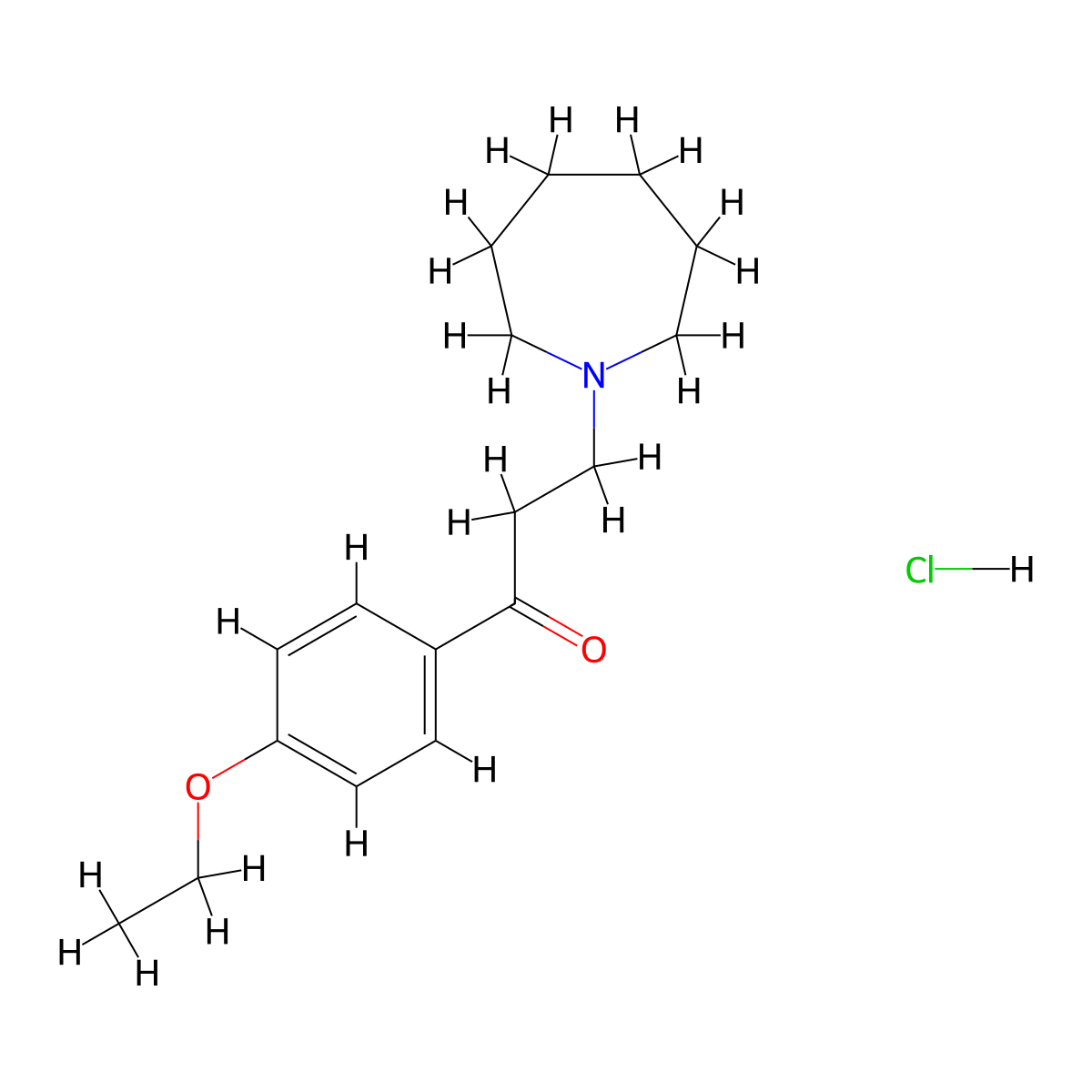 Propiophenone, 4'-ethoxy-3-(hexahydro-1H-azepin-1-yl)-, hydrochloride molecular structure, CAS 18075-21-3