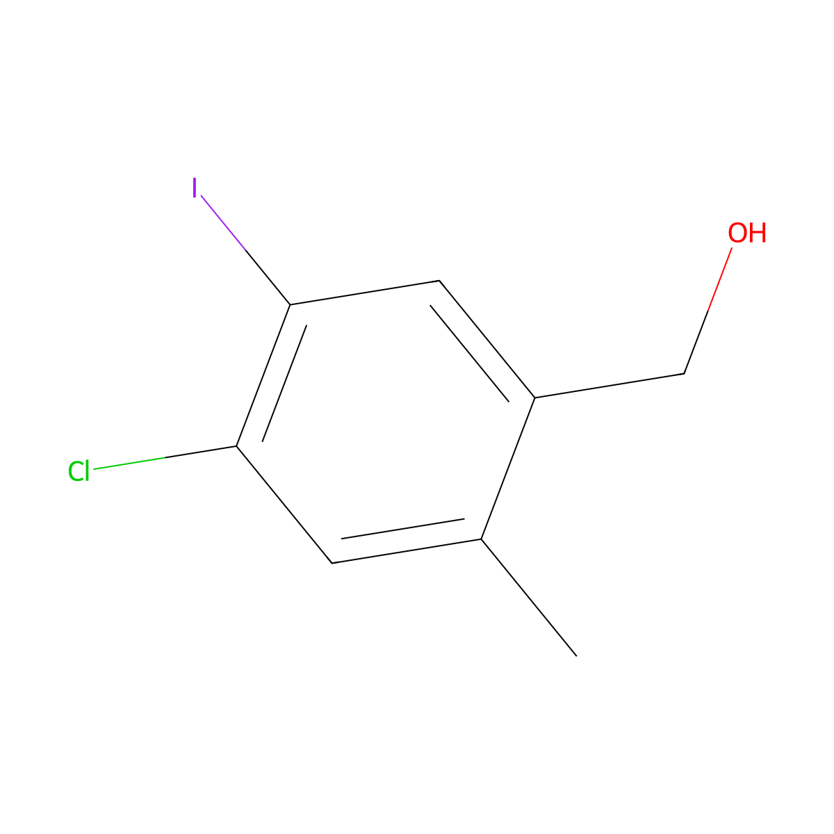 (4-Chloro-5-iodo-2-methylphenyl)methanol molecular structure, CAS 1807510-09-3