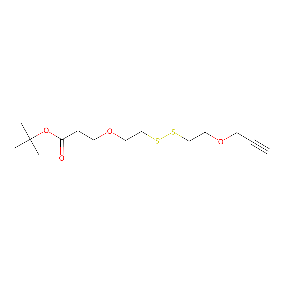 Propargyl-PEG1-SS-PEG1-t-butyl ester molecular structure, CAS 1807518-78-0
