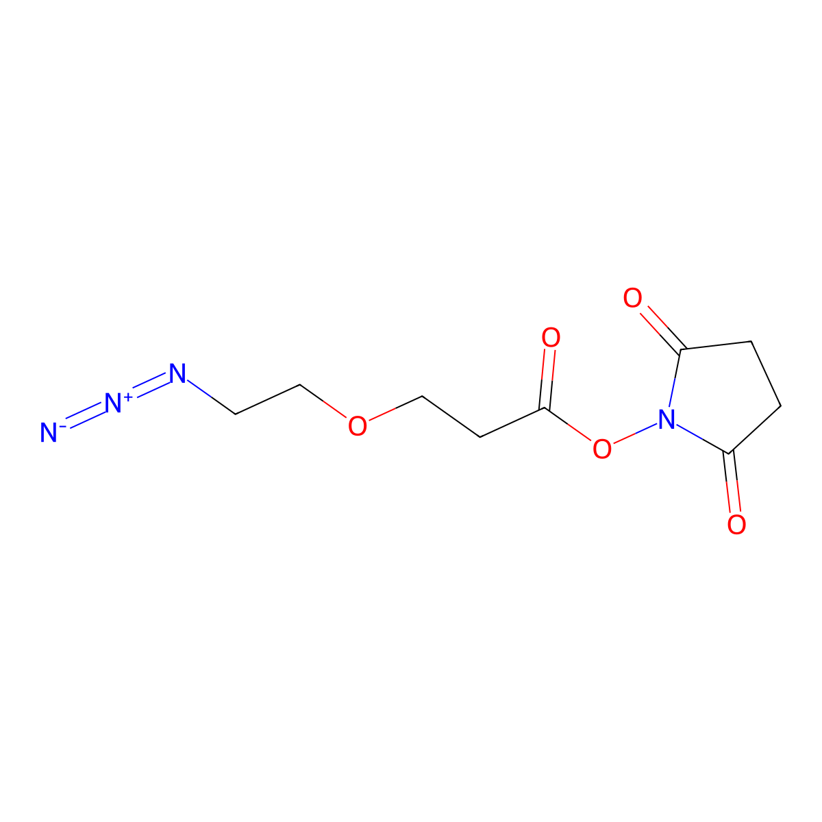 Azido-PEG1-NHS ester molecular structure, CAS 1807530-06-8