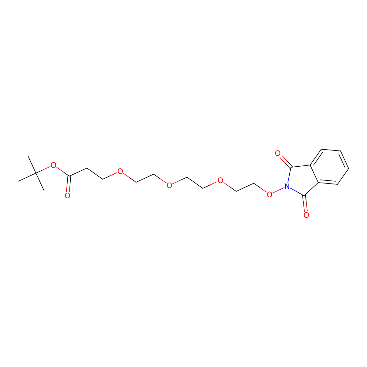 Tert-butyl 3-(2-(2-(2-((1,3-dioxoisoindolin-2-yl)oxy)ethoxy)ethoxy)ethoxy)propanoate molecular structure, CAS 1807530-13-7