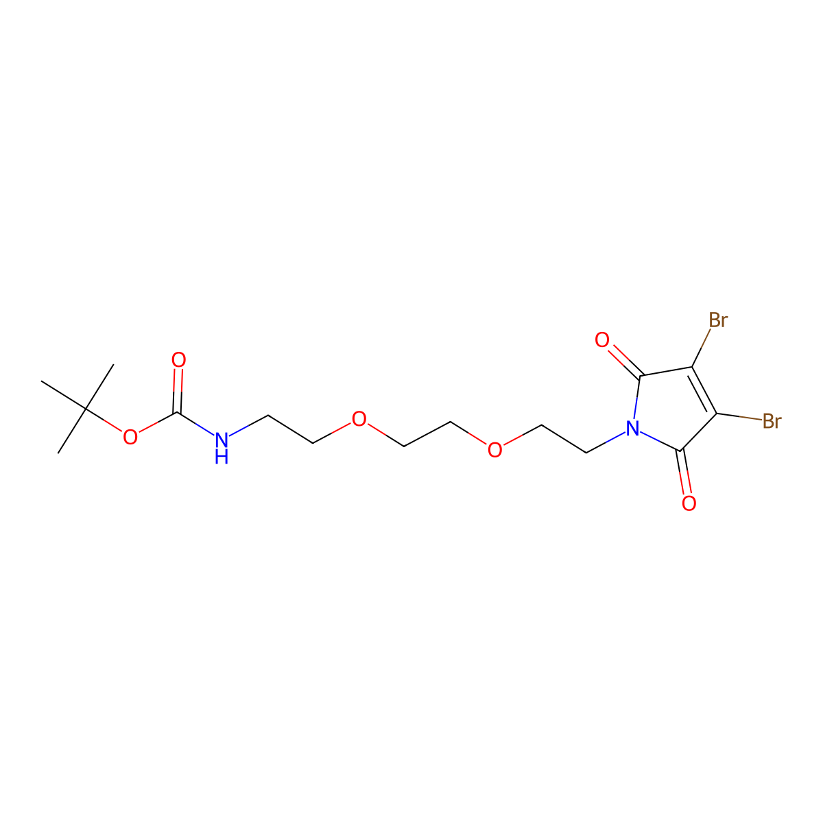 3,4-Dibromo-Mal-PEG2-Boc-Amine molecular structure, CAS 1807537-43-4